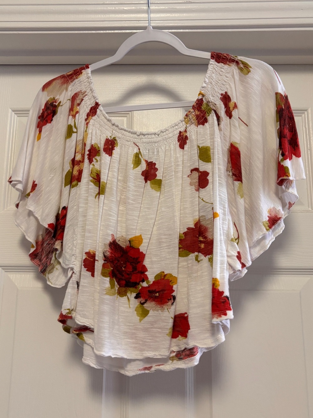 American Rag White Floral Scoop-Neck Blouse - Picture 2 of 3